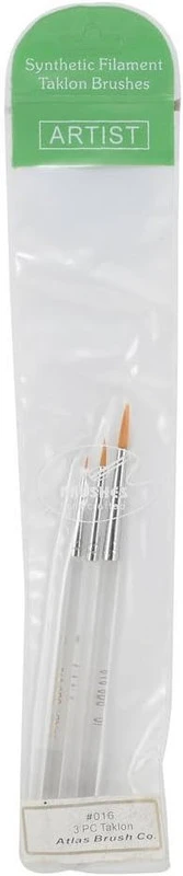 Atlas Brush Co Detail Round Taklon Paint Brush Set (3) 016