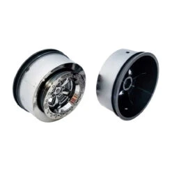 Team Associated ASC71076 Drag Rear Wheels, 2.2 In / 3.0 In, 12mm Hex, Black Chrome