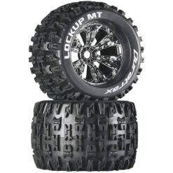 Duratrax DTXC3581 Lockup MT 3.8" Mounted 1/2" Offset Tires, Chrome (2)
