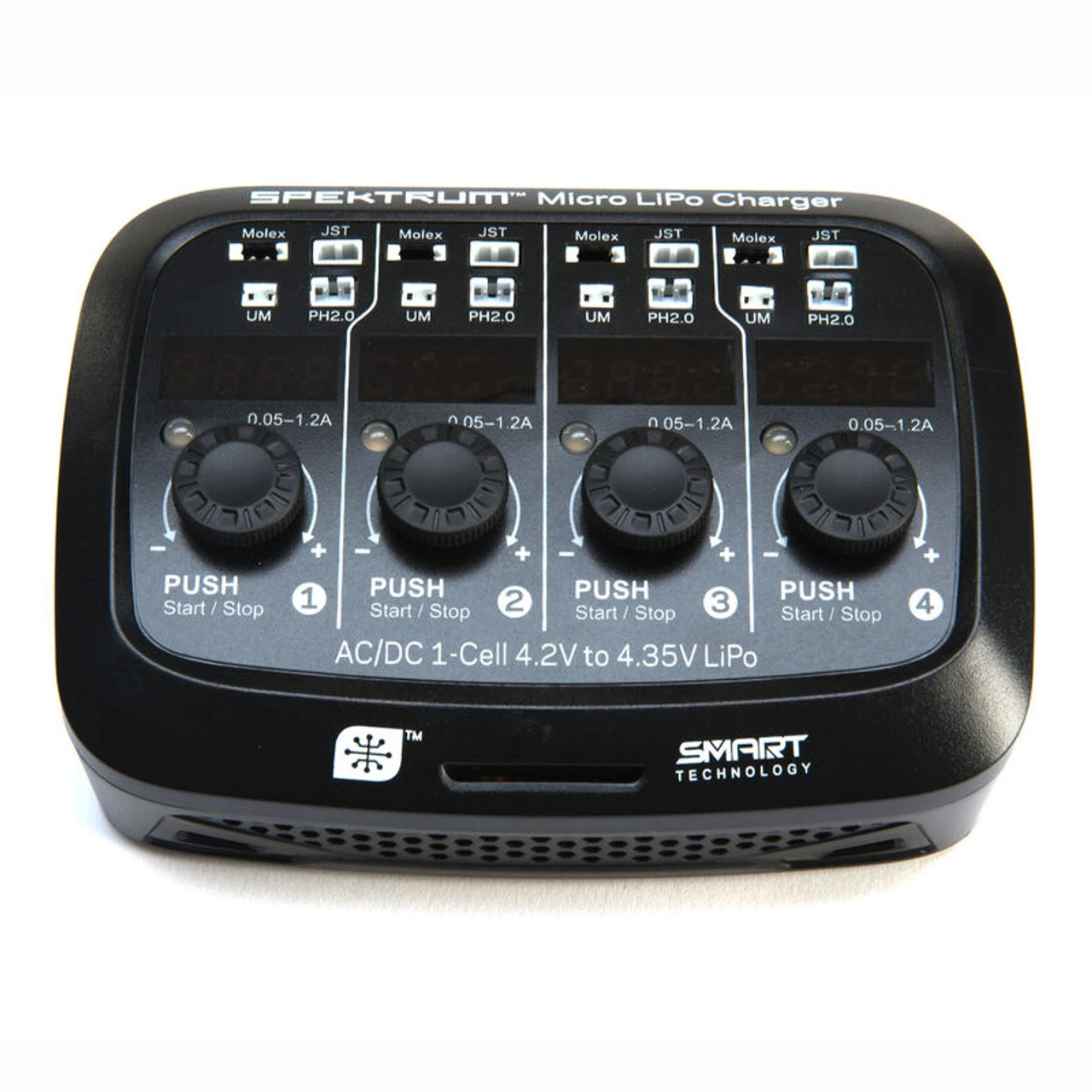 S44 Micro 4-port AC/DC 1S LiPo Smart Charger SPMXC1040 1 S44 Micro 4-port AC/DC 1S LiPo Smart Charger SPMXC1040