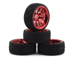 Firebrand RC Hypernova RT39 Pre-Mounted On-Road Tires (4) (Red Chrome) W/Fang Tires, 12mm Hex & 3mm/9mm Offset FBR1WHEHYP886