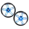 07003b Chrome & Blue 5 Split Spoke Wheels W/ Drift Tires (2pcs)(plastic)