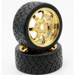 Powerhobby 1/8 Gripper 42/100 Belted Mounted Tires 17mm Gold Wheels PHT5101-Gold