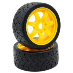 Powerhobby 1/8 Gripper 42/100 Belted Mounted Tires 17mm Yellow Wheels PHT5101-Yellow
