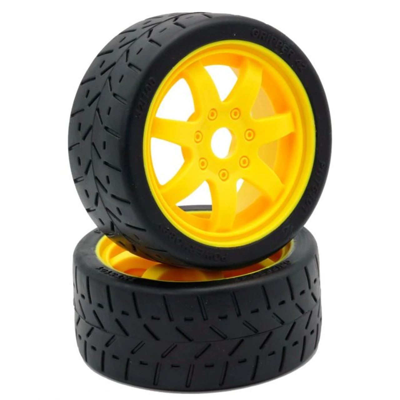 Powerhobby 1/8 Gripper 42/100 Belted Mounted Tires 17mm Yellow Wheels PHT5101-Yellow 1 Powerhobby 1/8 Gripper 42/100 Belted Mounted Tires 17mm Yellow Wheels PHT5101-Yellow