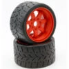 Powerhobby 1/8 Gripper 54/100 Belted Mounted Tires 17mm Red Wheels PHT5102-Red