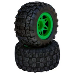 Powerhobby 1/8 Raptor 3.8” Belted All Terrain Tires 17MM Mounted Green PHT2372-G