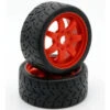 Powerhobby 1/8 Gripper 42/100 Belted Mounted Tires 17mm Red Wheels PHT5101-Red