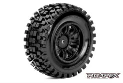 Roapex R/C - Rhythm 1/10 Short Course Tires, Mounted On Black Wheels, 12mm Hex (1 Pair)