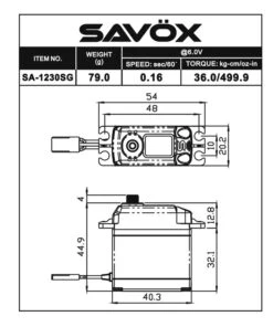 Savox SAVSA1230SG Coreless Digital Servo 0.16/500 @6V