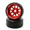 PHBPHT2401-SR Power Hobby - 1/8 GT Beast Belted Mounted Tires, Soft Compound, 17mm Red Wheels