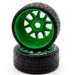 PHBPHT2401-SG Power Hobby - 1/8 GT Beast Belted Mounted Tires, Soft Compound, 17mm Green Wheels